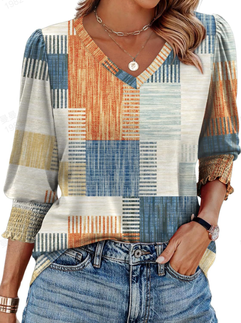 Valorine™ | Vendela – Mönstrad viskostopp med smockärm