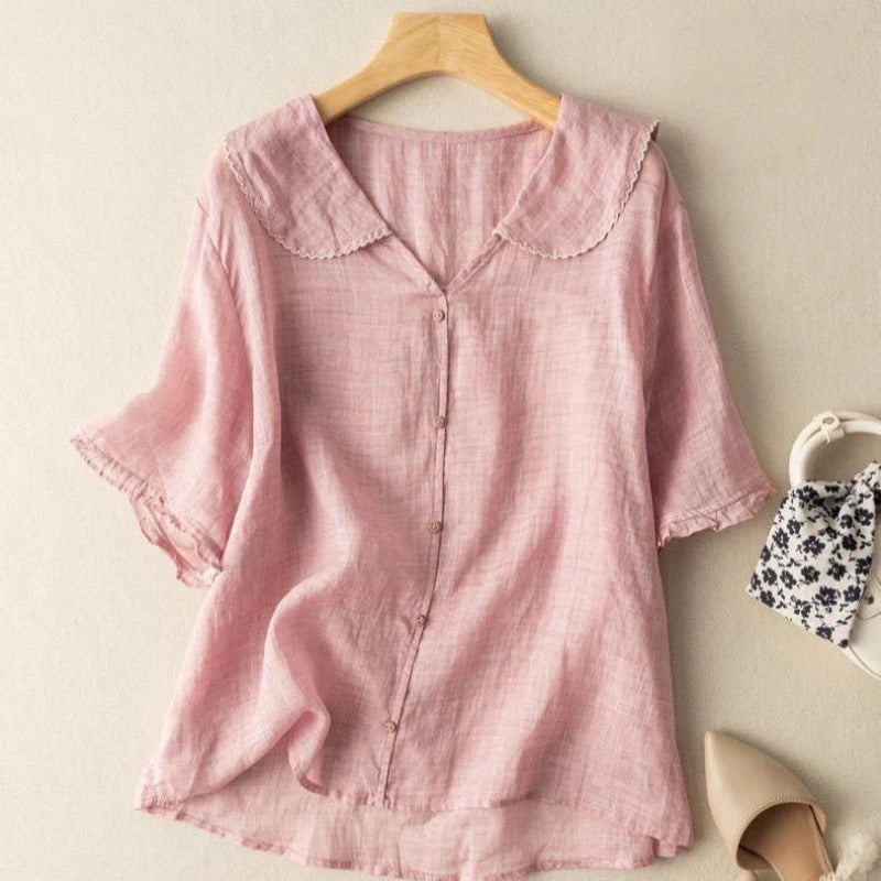 Valorine™ - Vintage Blus med Knappar