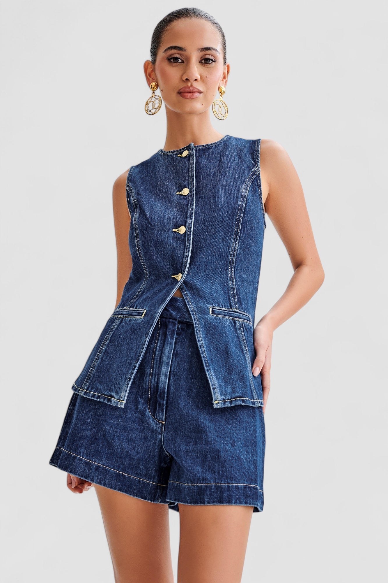 Valorine™ | Trendigt denimset med knappar