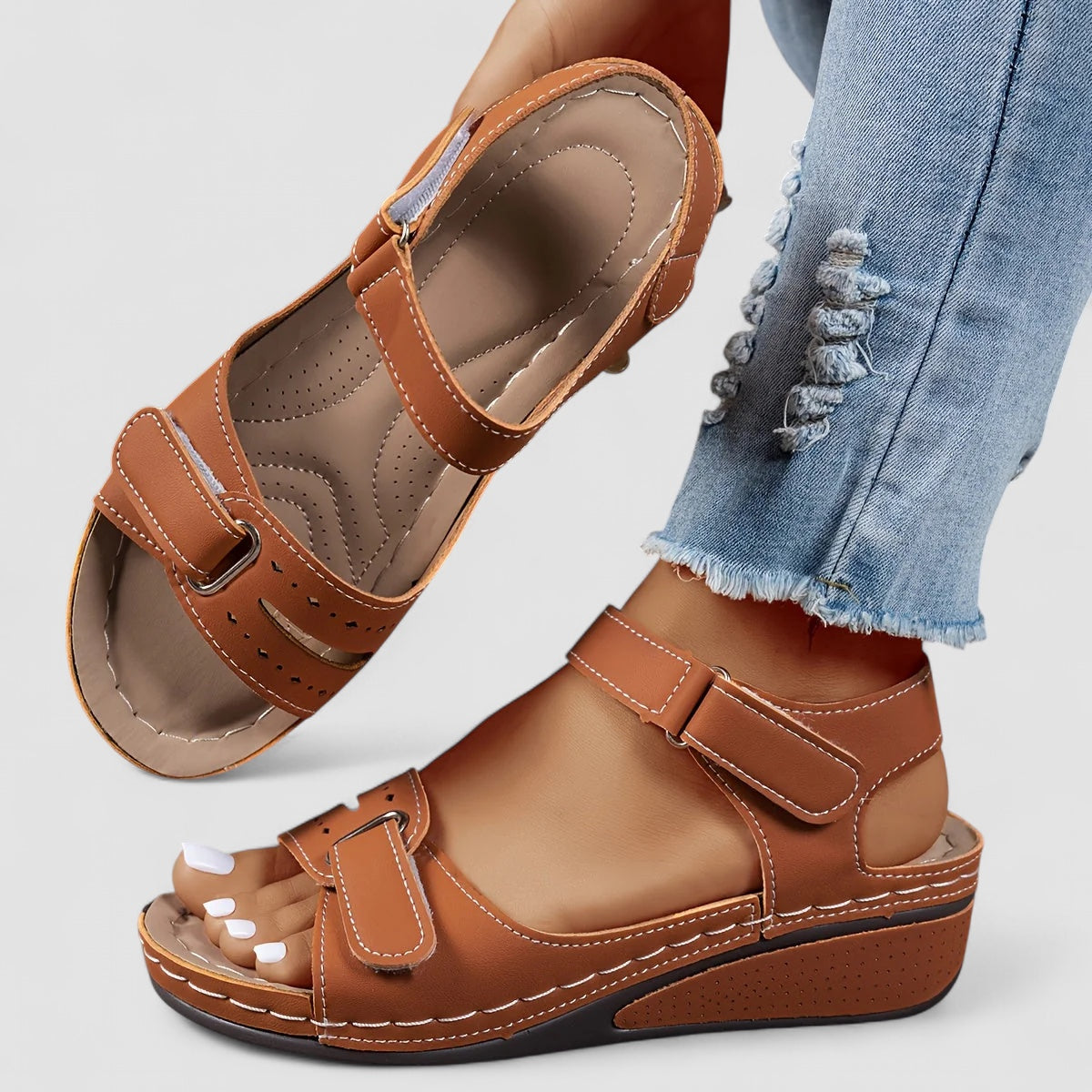 Valorine™ | Aldona - Ortopediska sandaler med kilklack