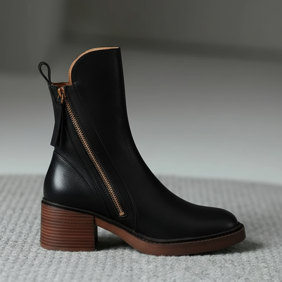 Valorine™ |  Svarta stövletter med bekväm klack, eleganta och tidlösa