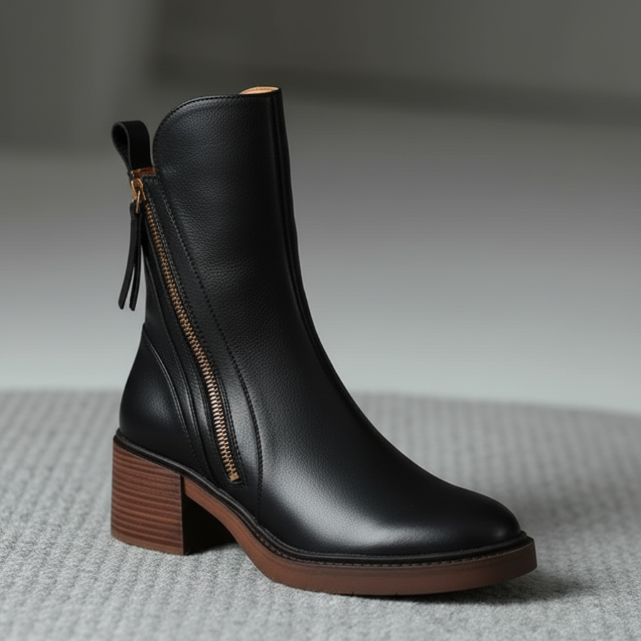Valorine™ |  Svarta stövletter med bekväm klack, eleganta och tidlösa