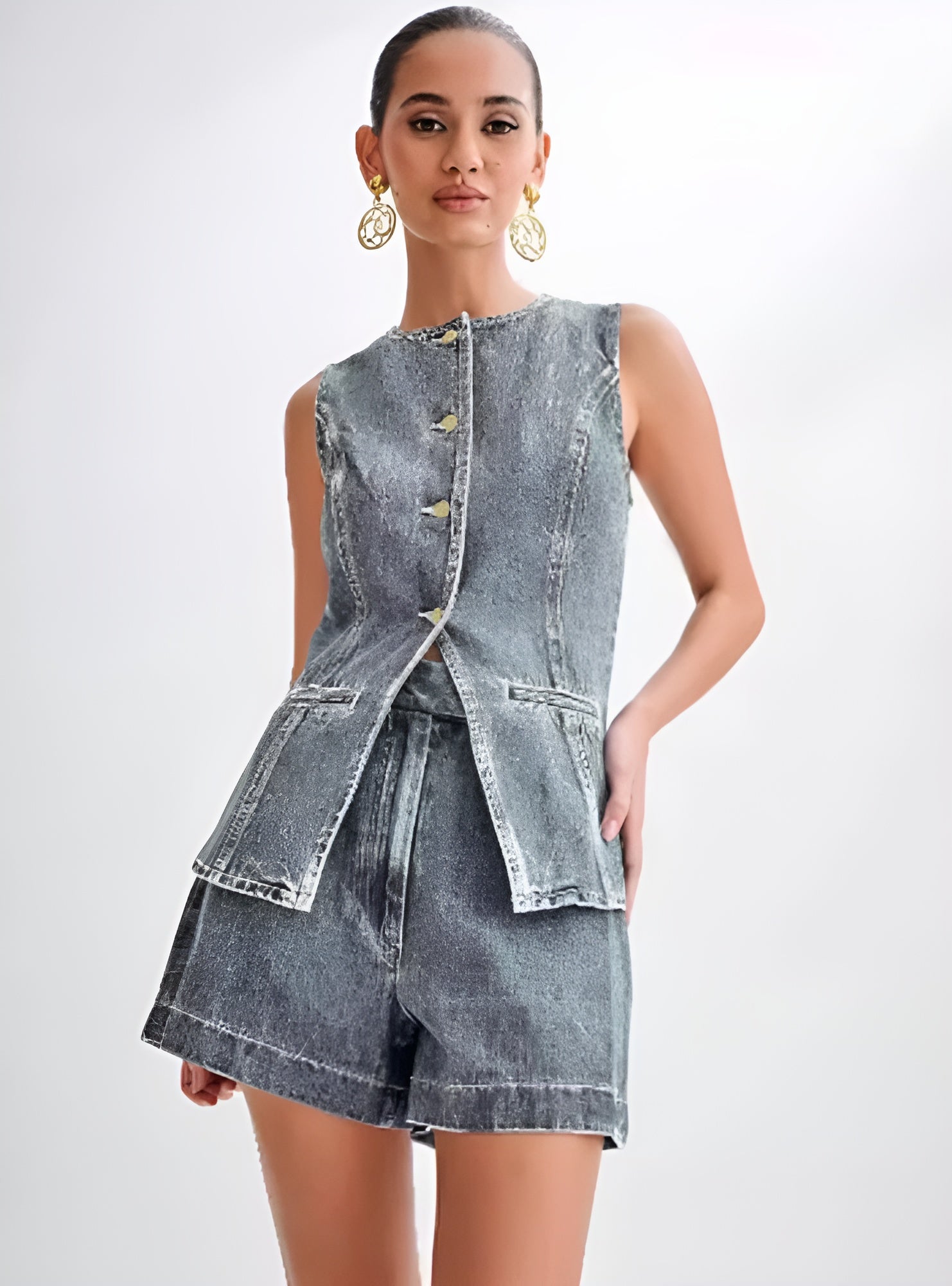 Valorine™ | Trendigt denimset med knappar