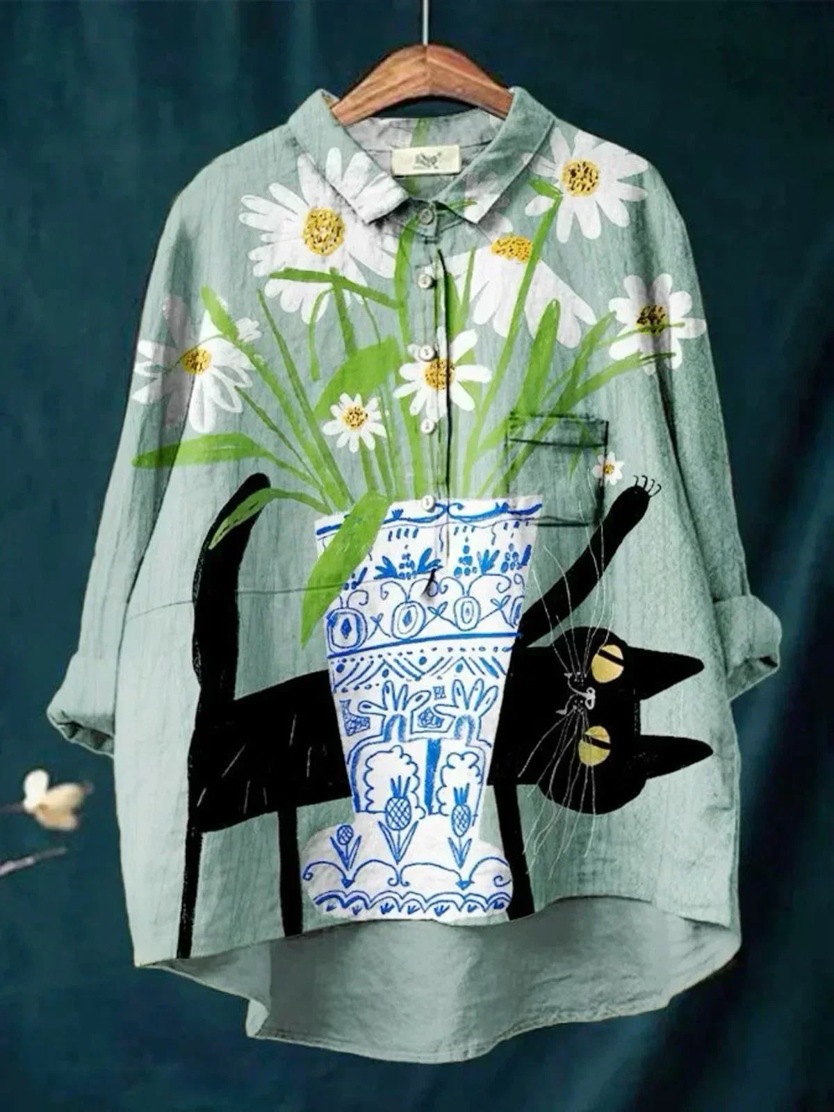 Valorine™ | Blus med katt- och blomtryck