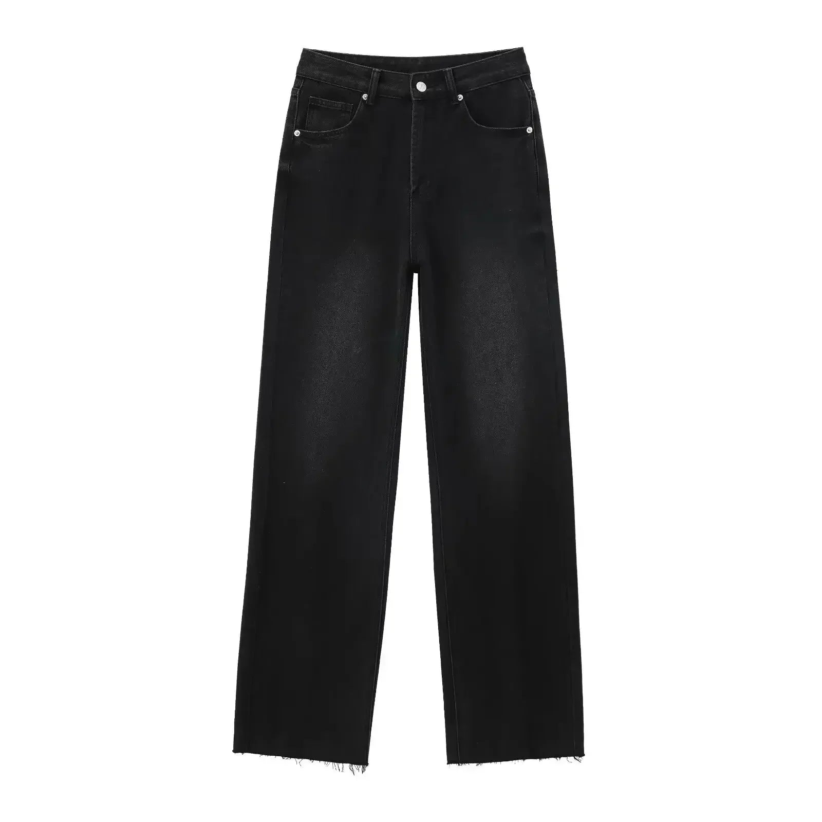 Valorine™ | Elegant Svart Jeans med Rå Finish