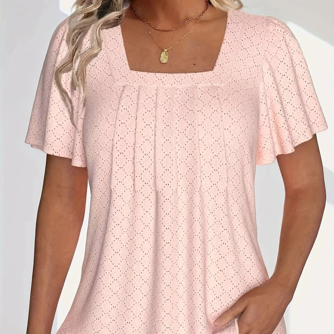 Valorine™ | Mirelle – Blus med fyrkantig halsringning och textur